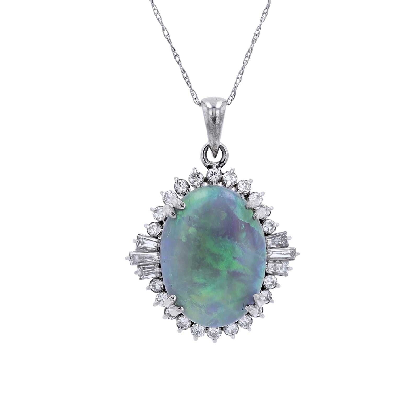 Platinum 8.65 CT Black Opal Oval Pendant
