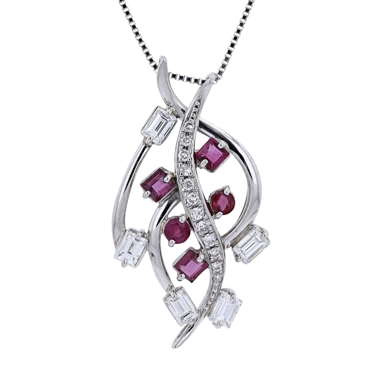 Platinum Diamond & Ruby Pendant