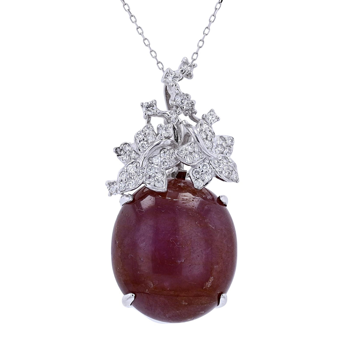 18K WG 18.13 CT Star Ruby Pendant