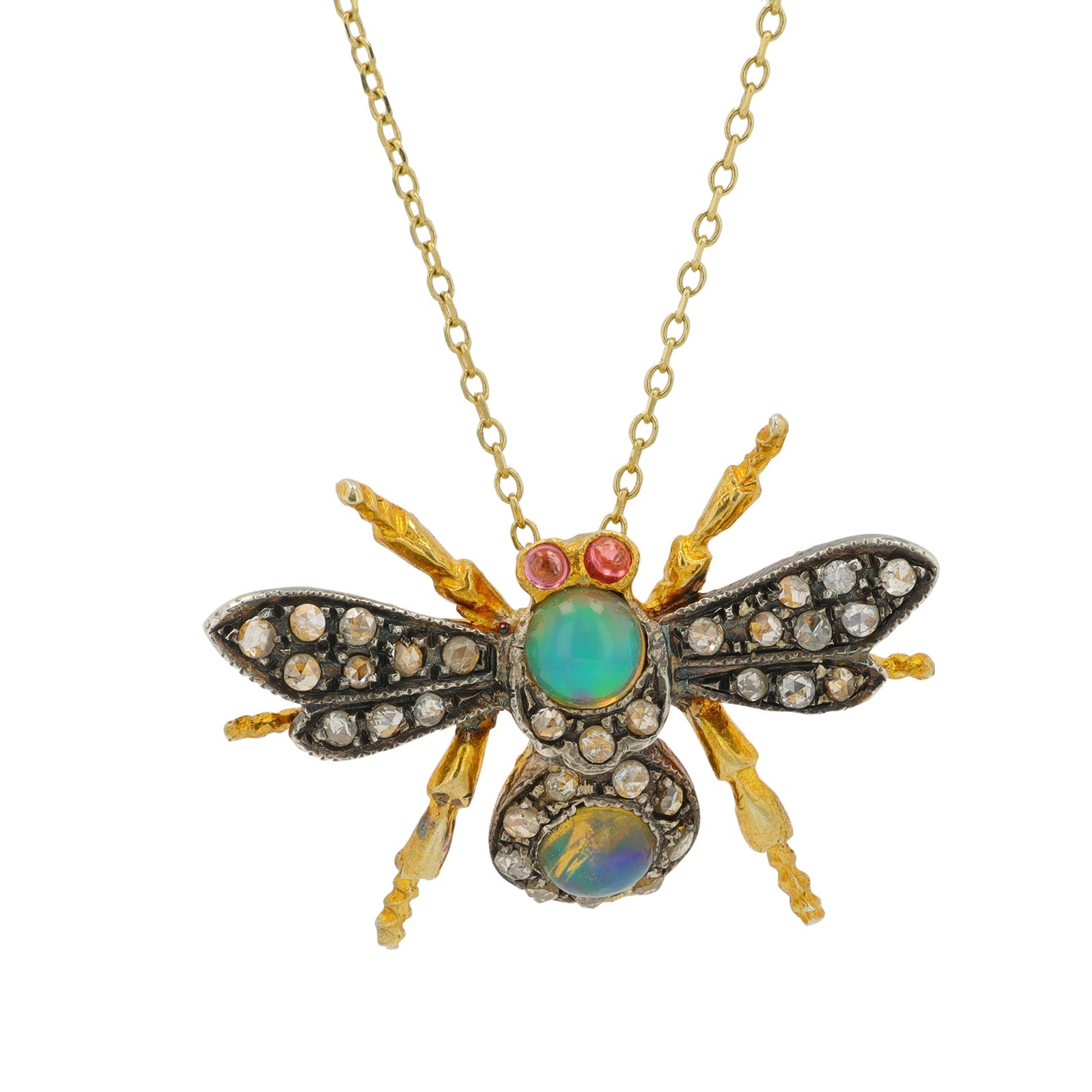 Vermeil Over SS .30 CT Opal Bee Pendant