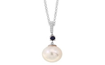 14K WG EFFY Pearl & Sapphire Pendant