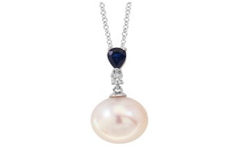 14K WG EFFY Pearl & Sapphire Pendant