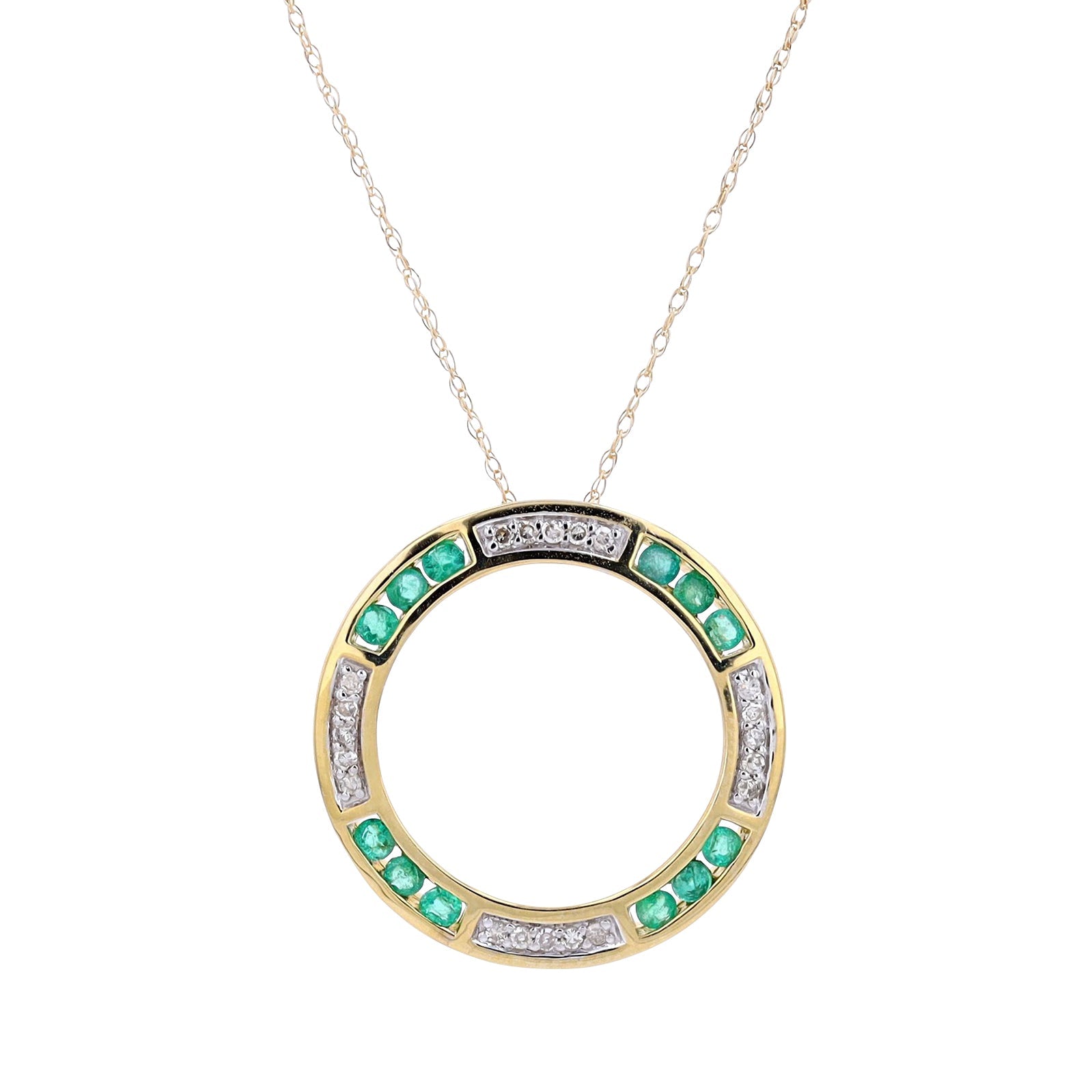 10K Gemstone & Diamond Circle Pendant<p><strong>More Colors Available</p></strong>