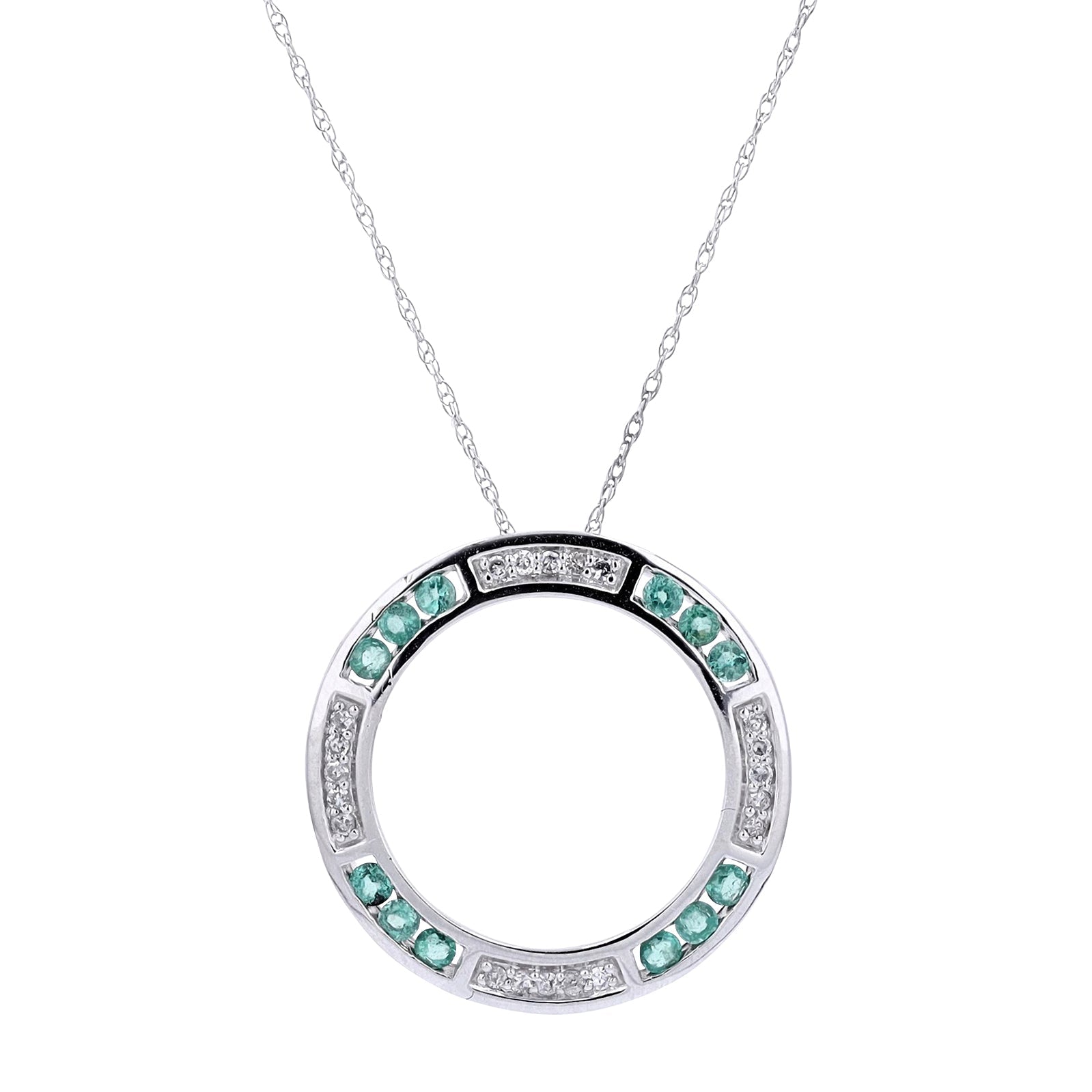 10K Gemstone & Diamond Circle Pendant<p><strong>More Colors Available</p></strong>