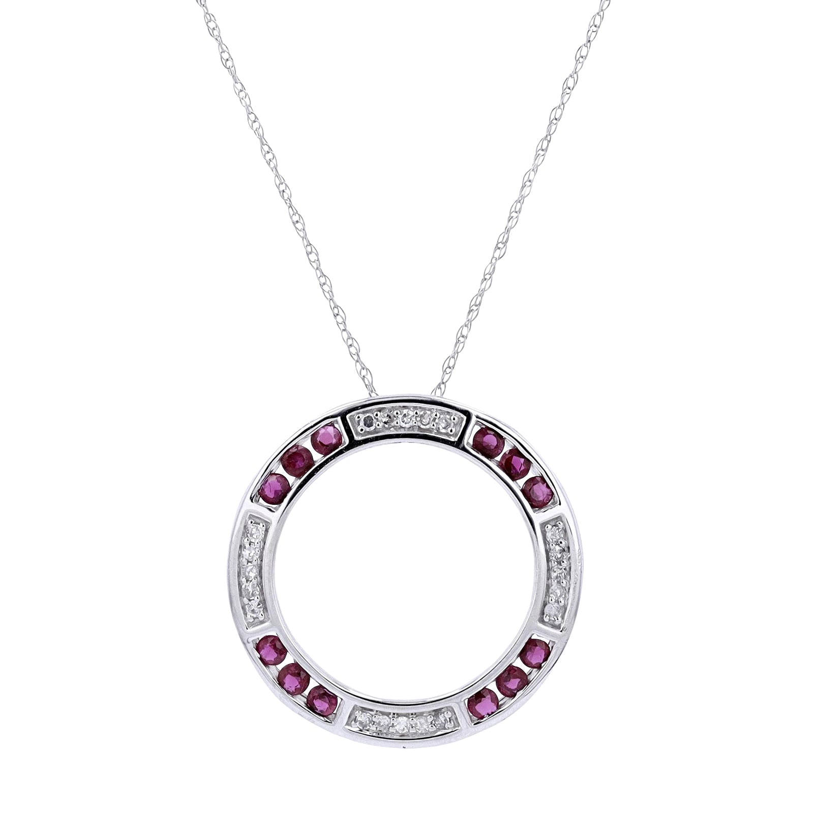 10K Gemstone & Diamond Circle Pendant<p><strong>More Colors Available</p></strong>