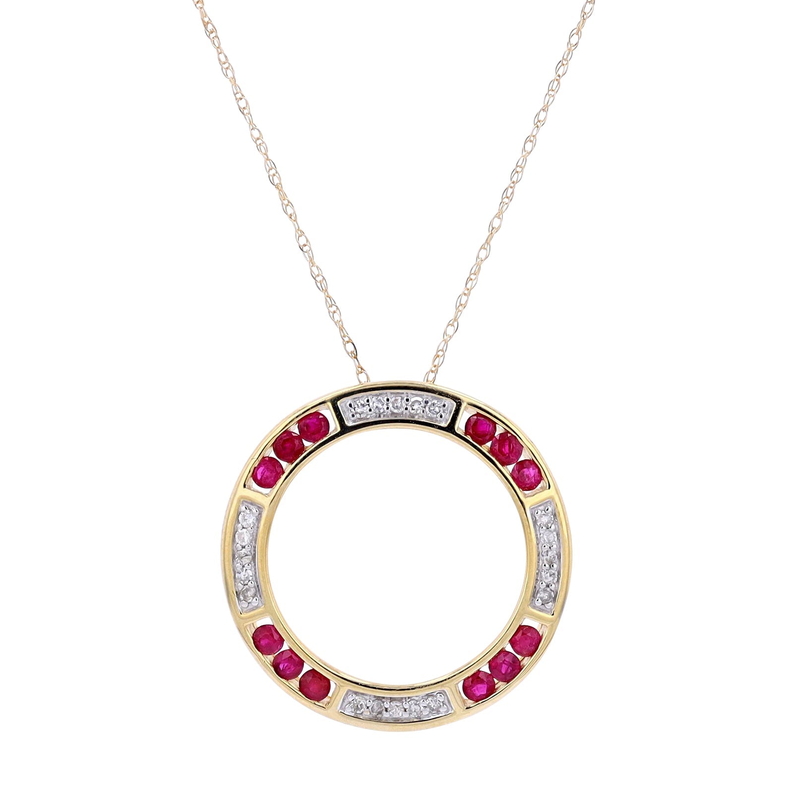 10K Gemstone & Diamond Circle Pendant<p><strong>More Colors Available</p></strong>