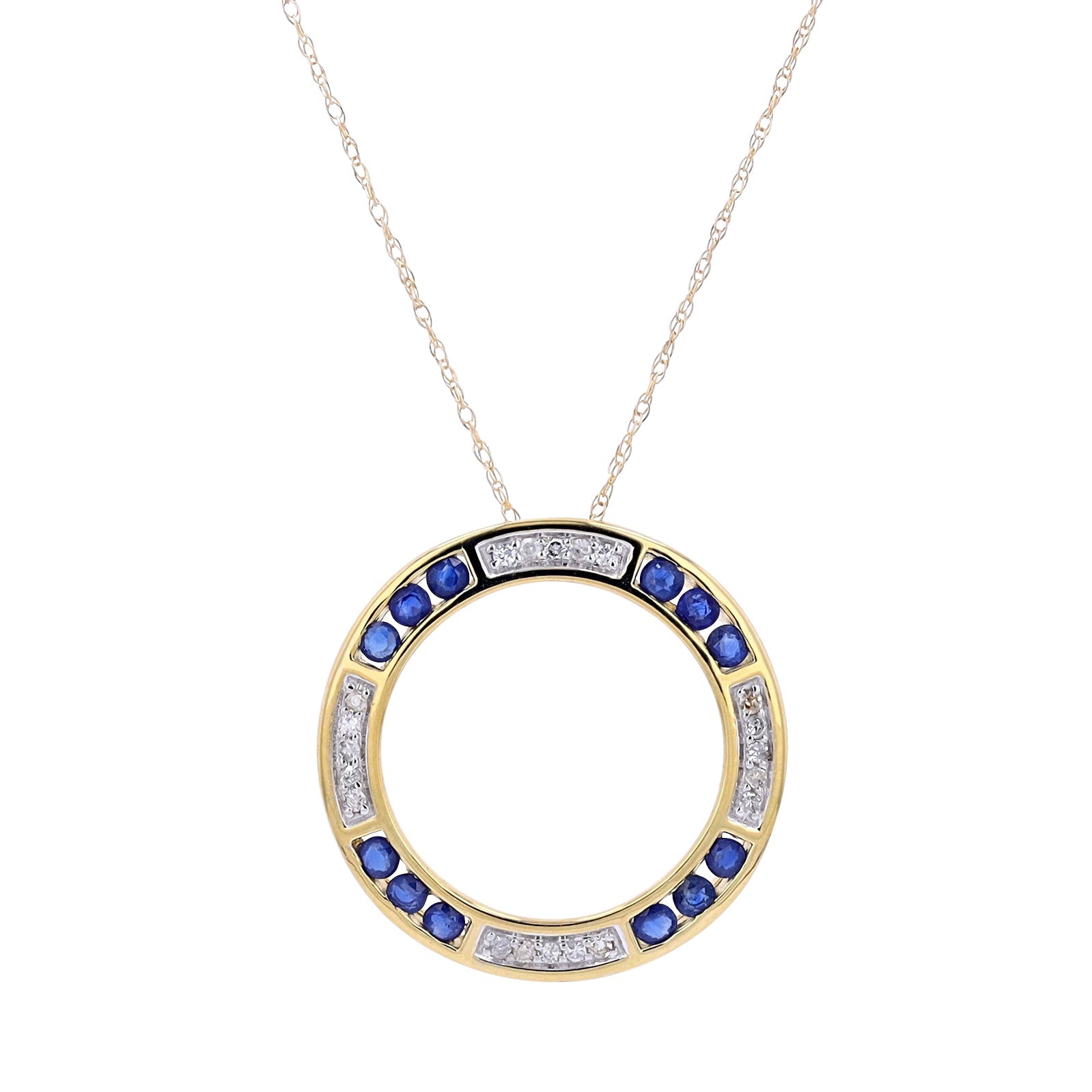 10K Gemstone & Diamond Circle Pendant<p><strong>More Colors Available</p></strong>