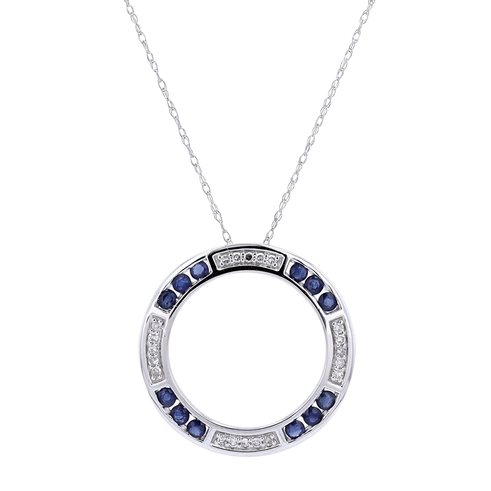 10K Gemstone & Diamond Circle Pendant<p><strong>More Colors Available</p></strong>