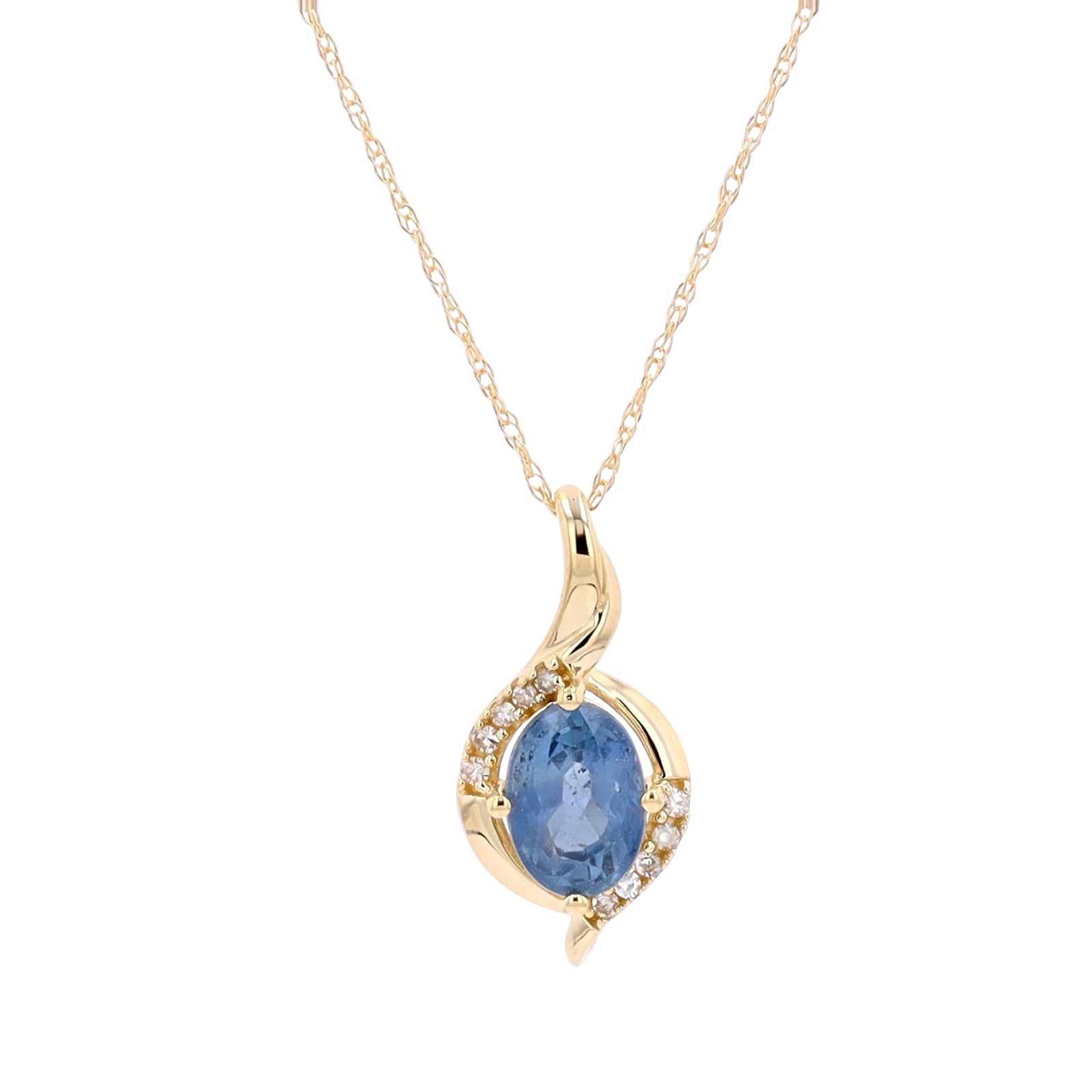 14K YG Sapphire & Diamond Pendant
