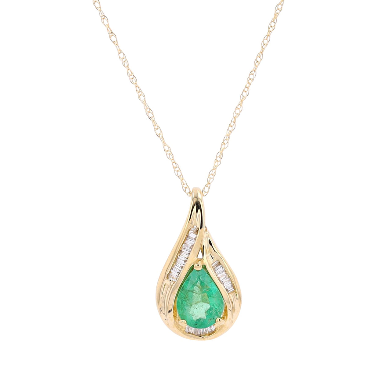 14K Gemstone & Diamond Pendant<p><strong>More Colors Available</p></strong>