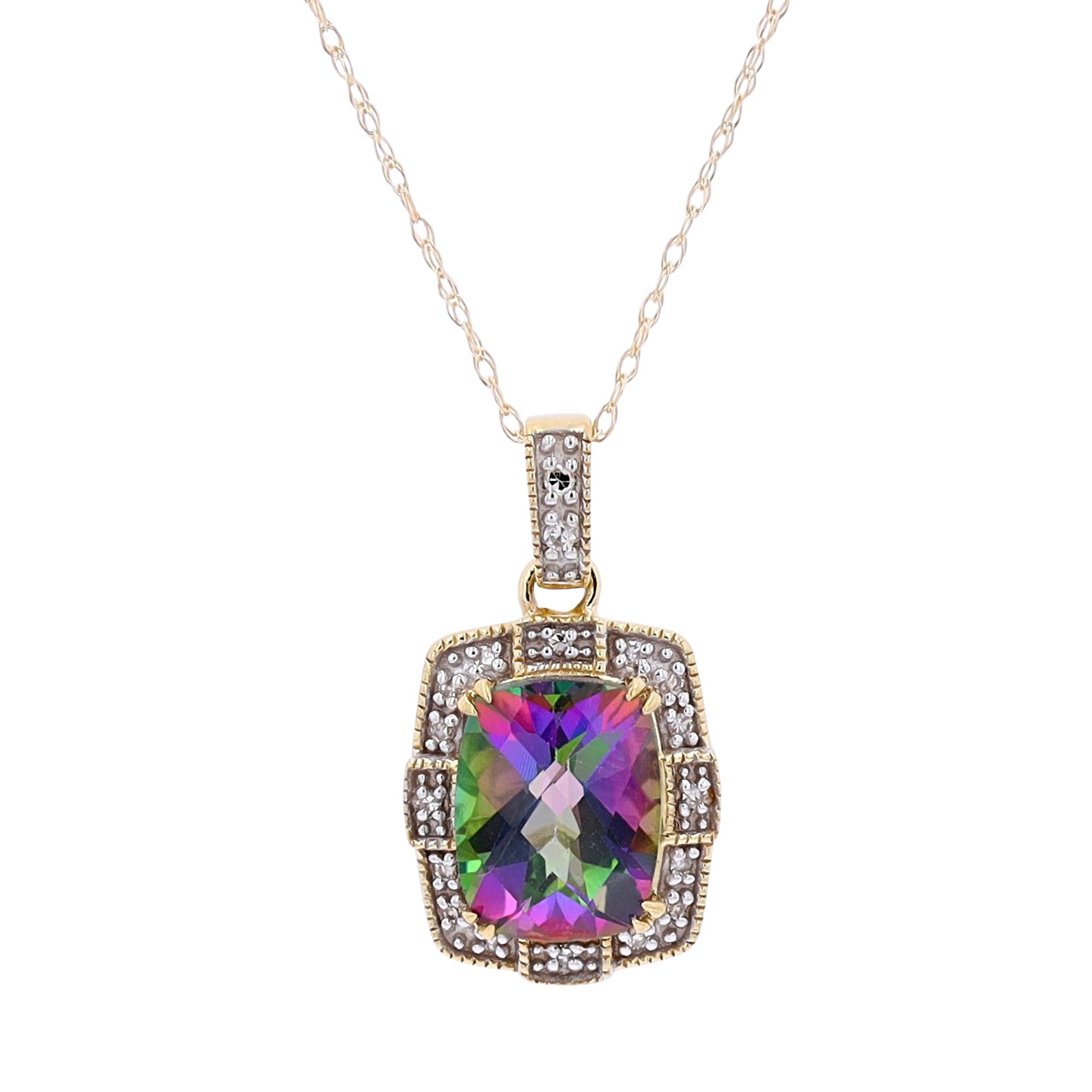 10K Gemstone & Diamond Pendant<p><strong>More Colors Available</p></strong>