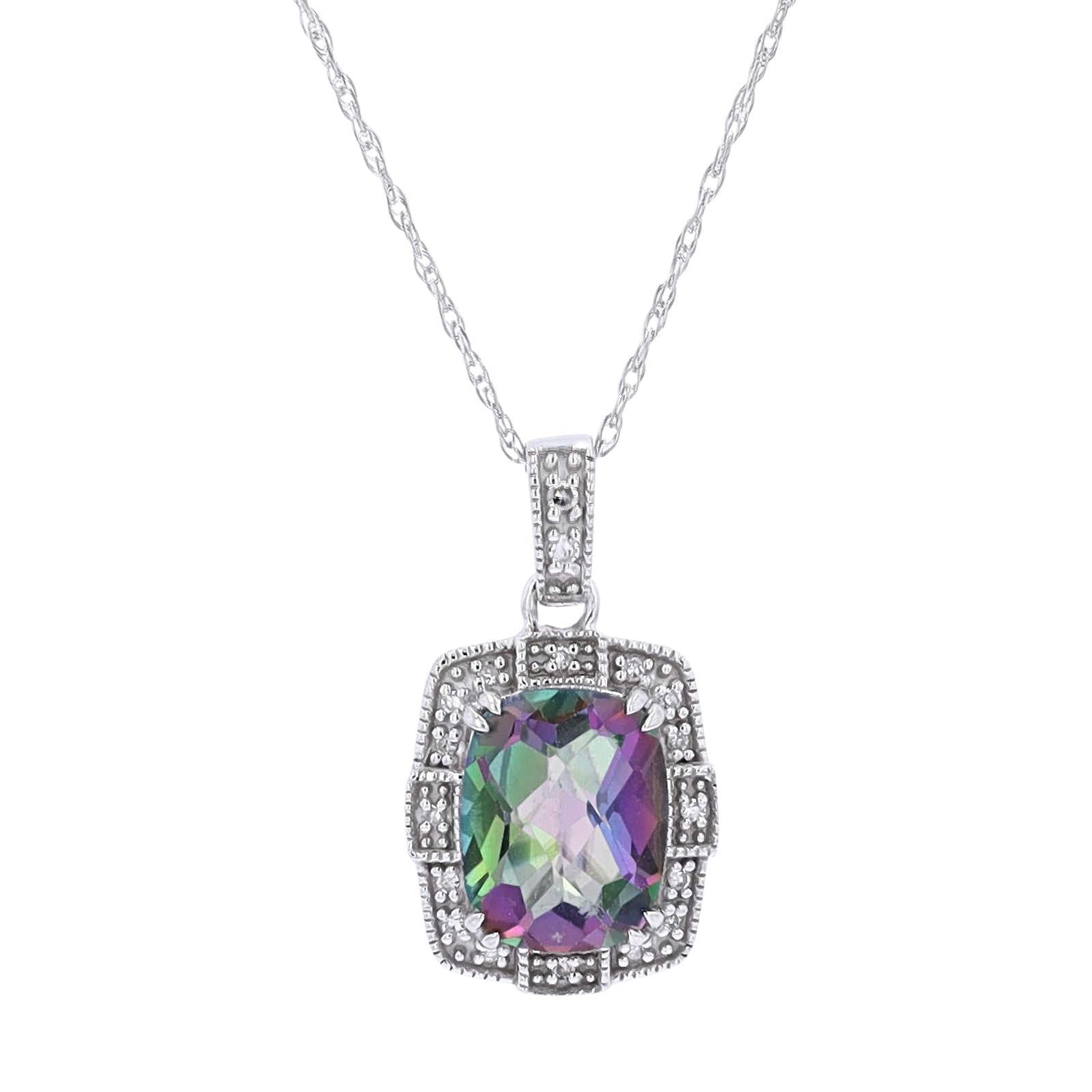 10K Gemstone & Diamond Pendant<p><strong>More Colors Available</p></strong>