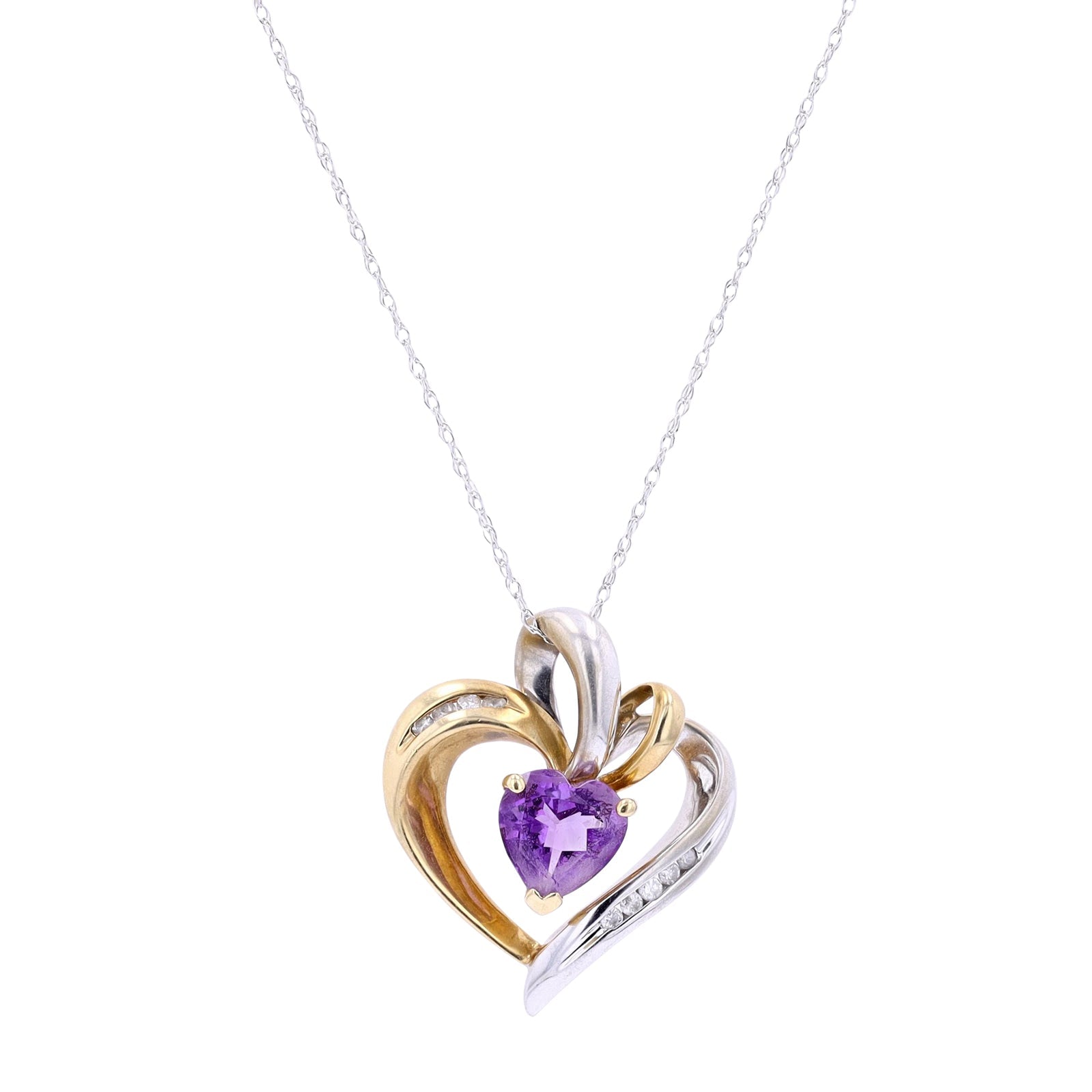 10K TT Amethyst Heart Pendant