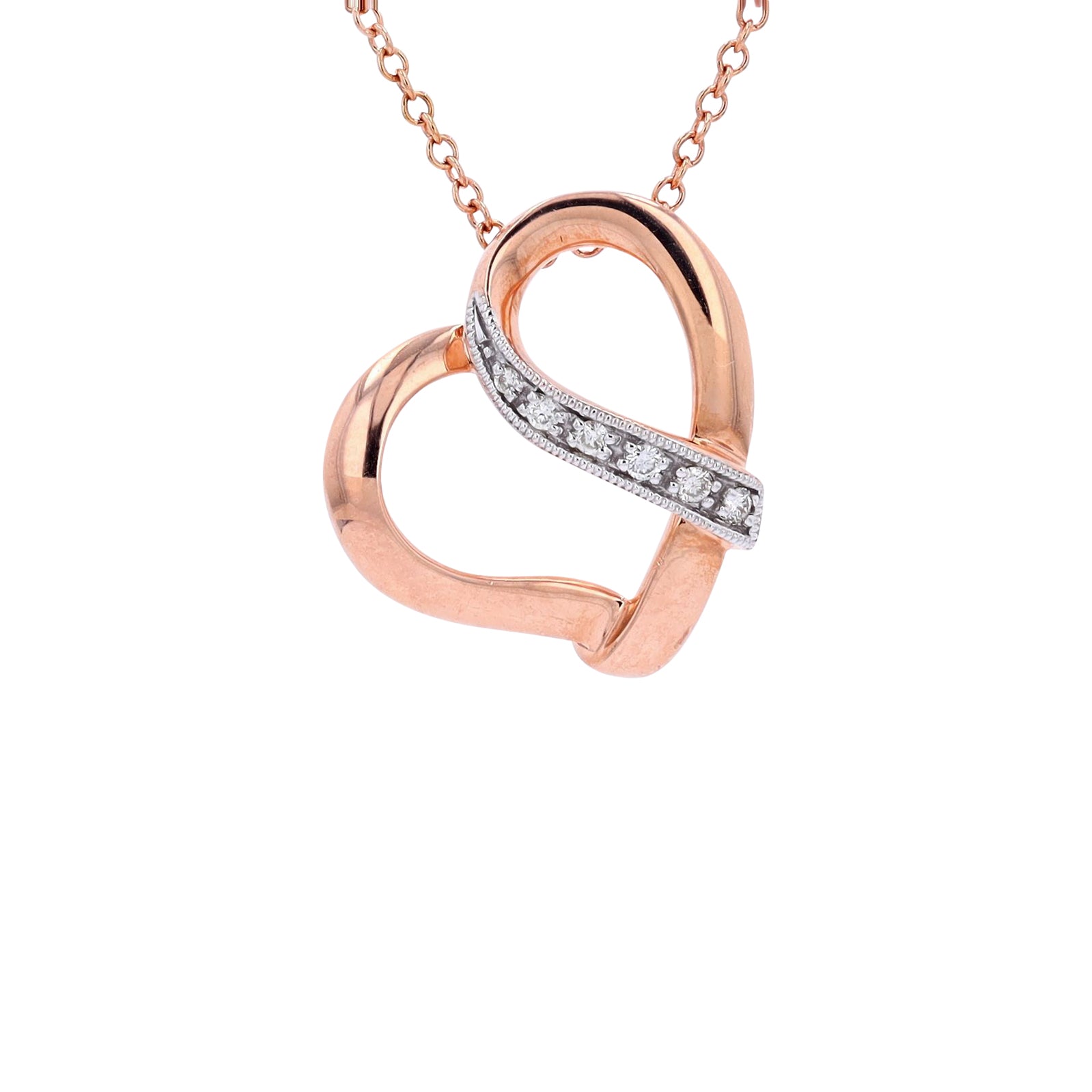 14K EFFY RG Diamond Heart Pendant