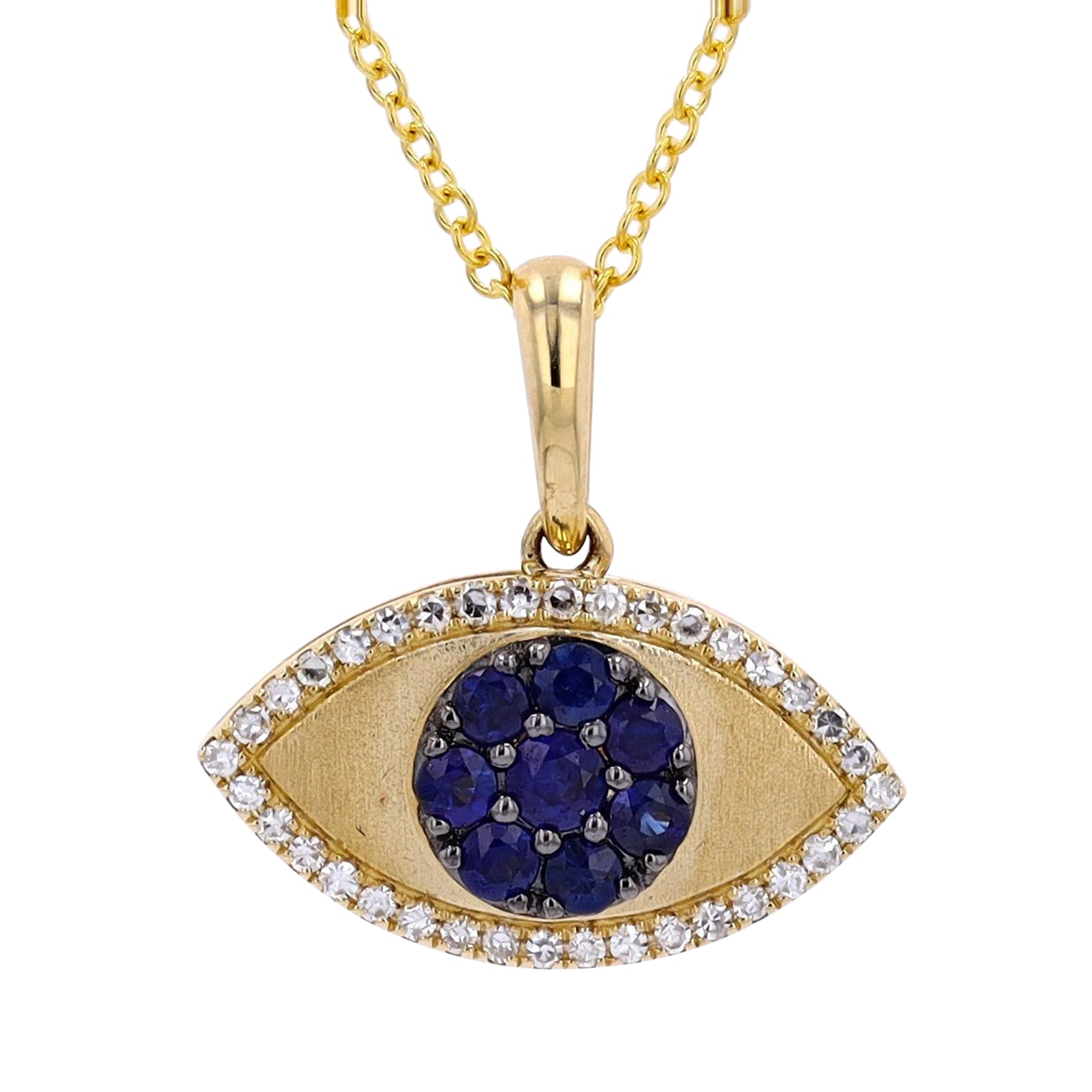 14K EFFY YG Sapphire & Diamond Evil Eye Pendant