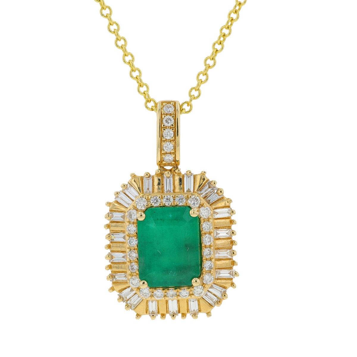 14K EFFY YG 1.42 CT Emerald Pendant