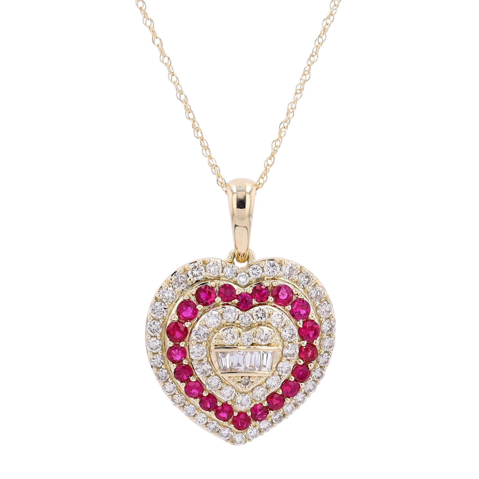 14K Gemstone & Diamond Heart Pendant<p><strong>More Colors Available</p></strong>