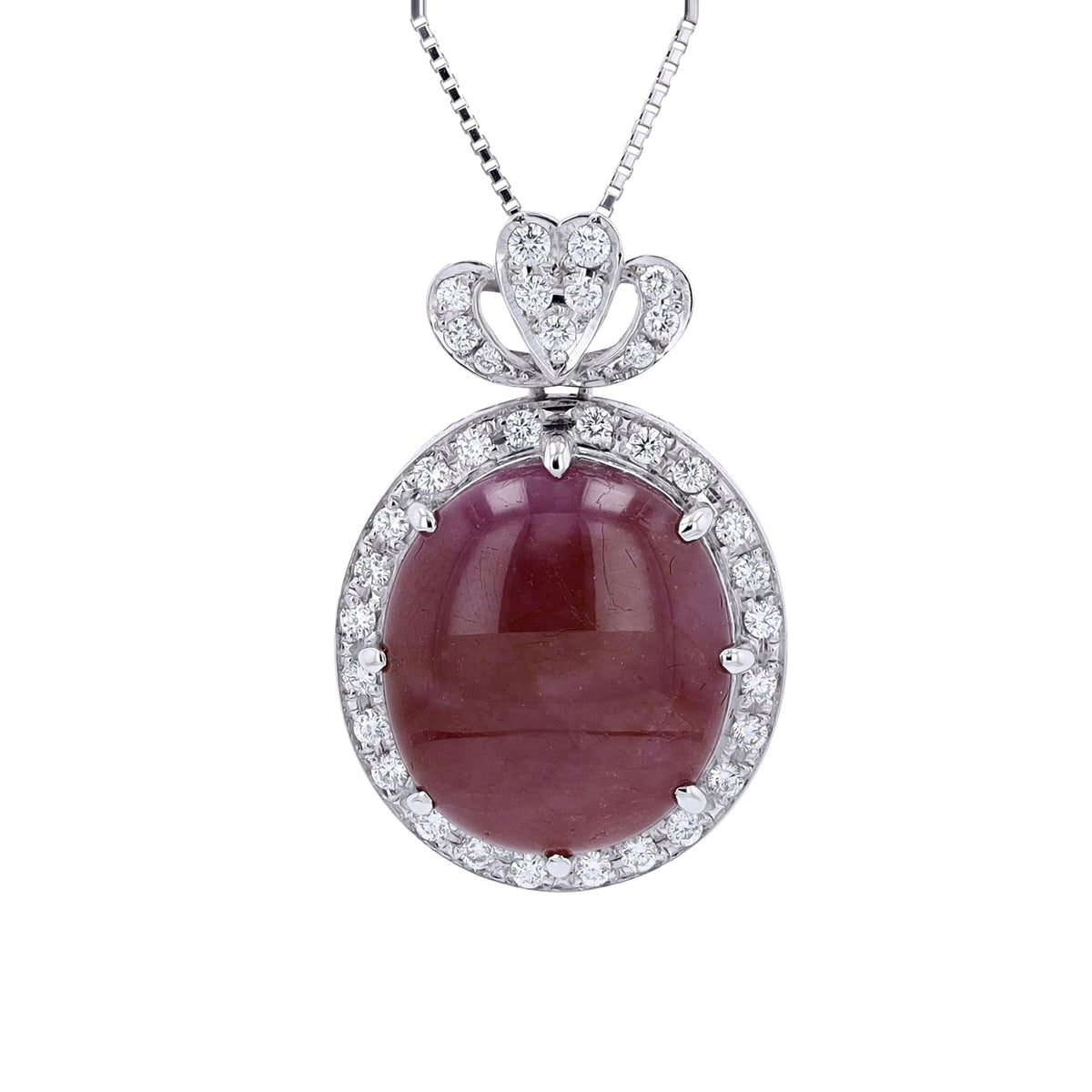 Platinum Star Ruby Oval Pendant<p><strong>AIGS Available</p></strong>