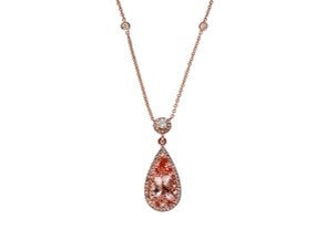 14K EFFY RG 2.70 CT Morganite Halo Pendant
