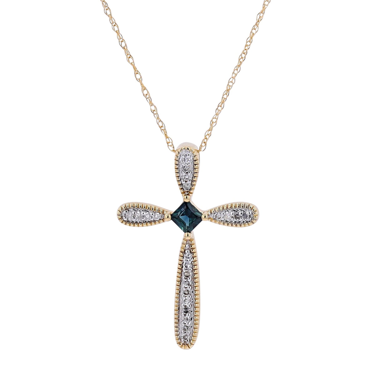 14K Gemstone Center Cross Pendant<p><strong>More Colors Available</p></strong>