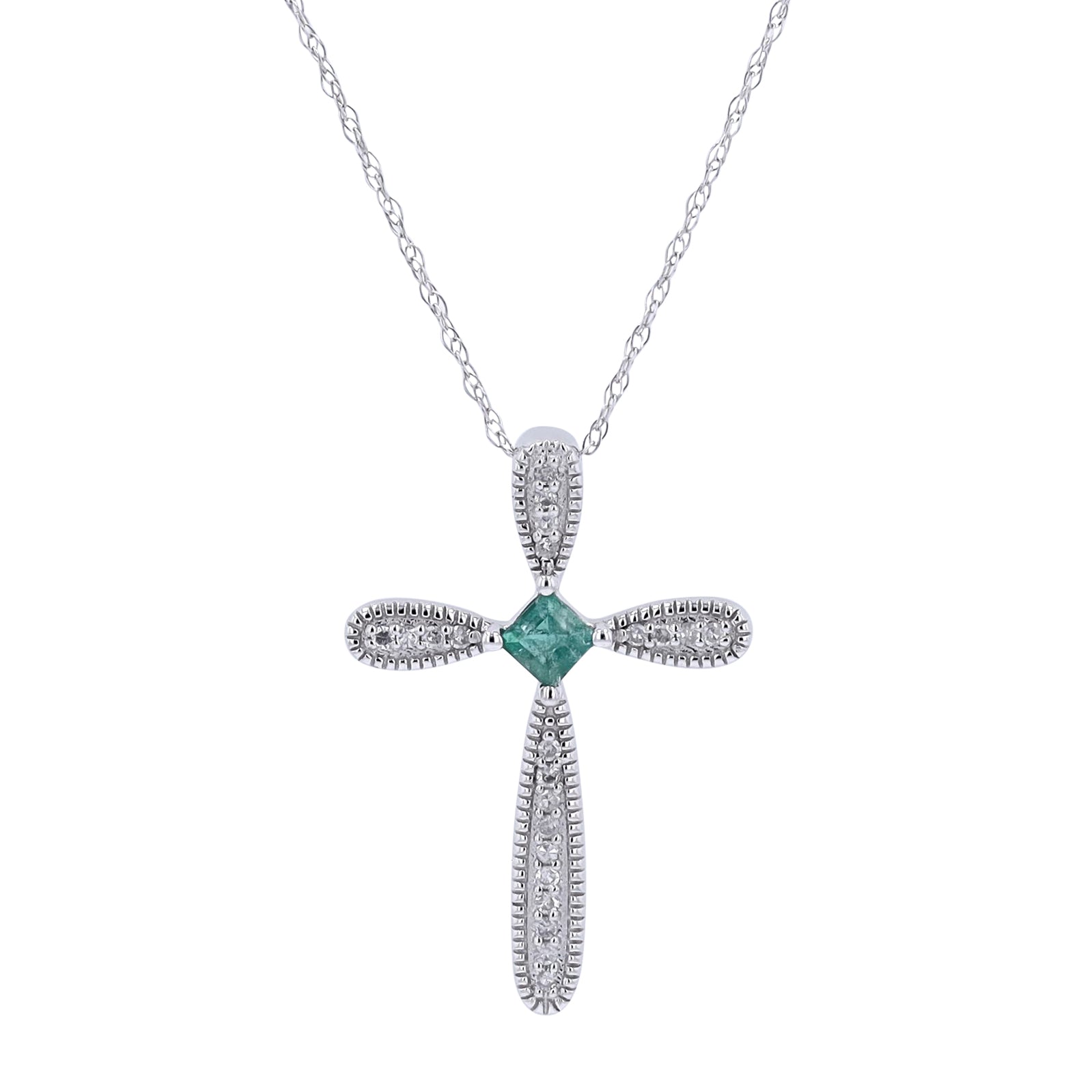 14K Gemstone Center Cross Pendant<p><strong>More Colors Available</p></strong>