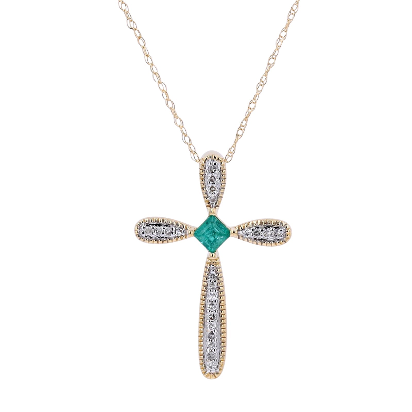 14K Gemstone Center Cross Pendant<p><strong>More Colors Available</p></strong>