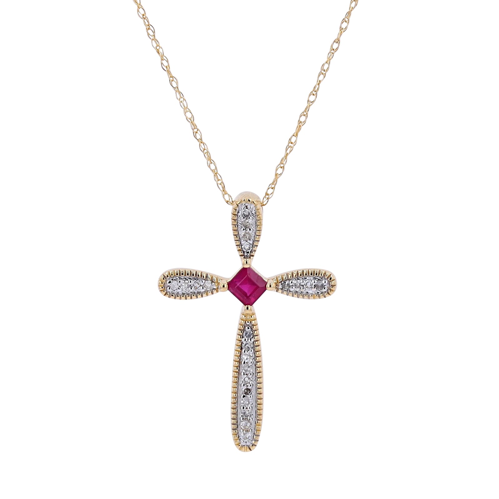 14K Gemstone Center Cross Pendant<p><strong>More Colors Available</p></strong>