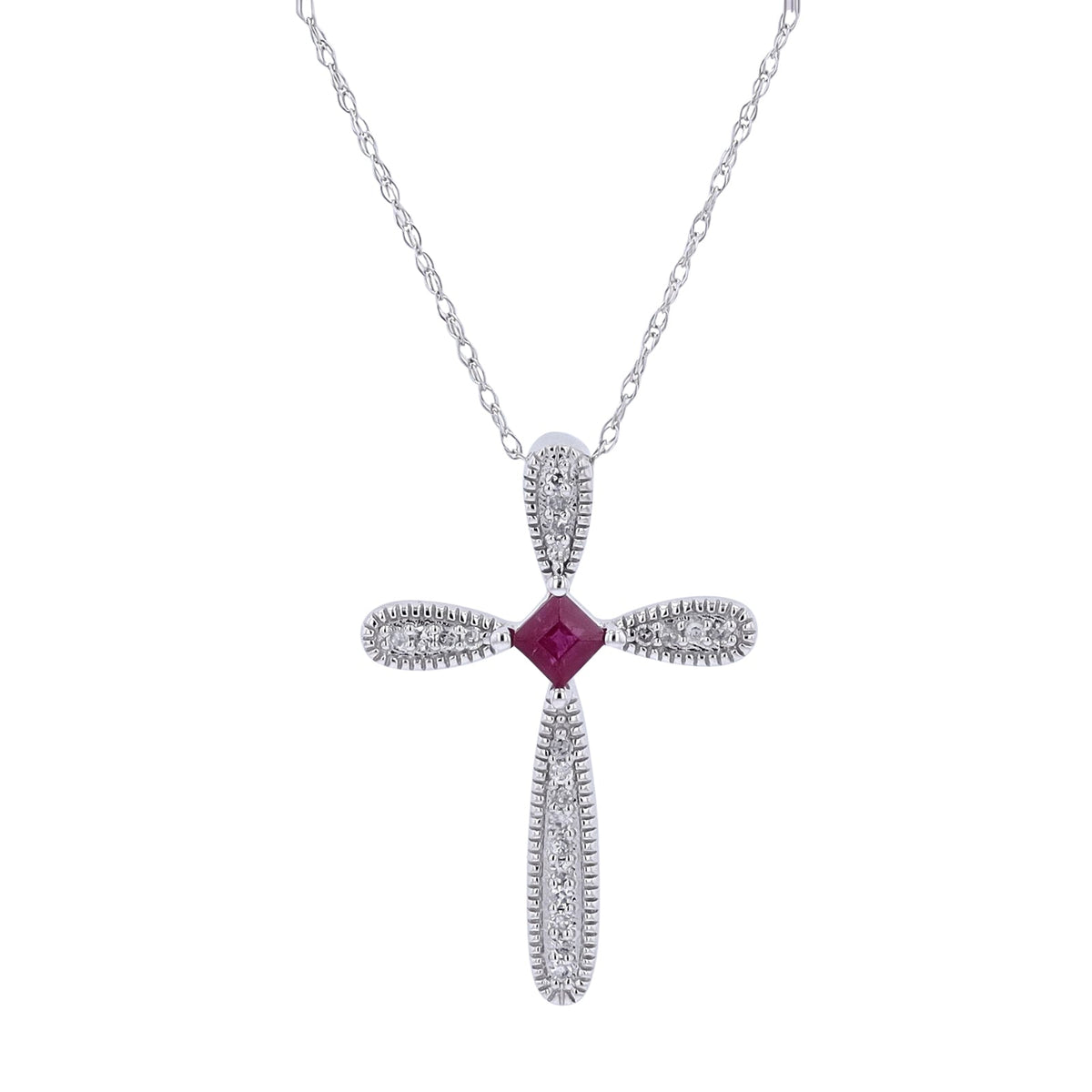 14K Gemstone Center Cross Pendant<p><strong>More Colors Available</p></strong>