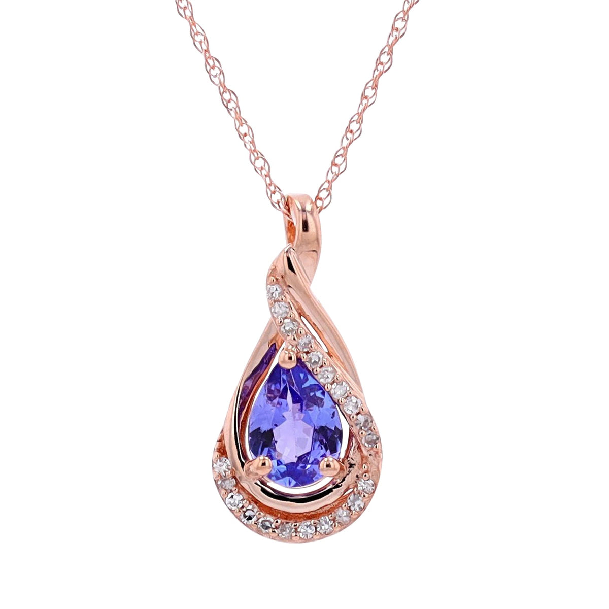14K RG Pear Cut Tanzanite Pendant