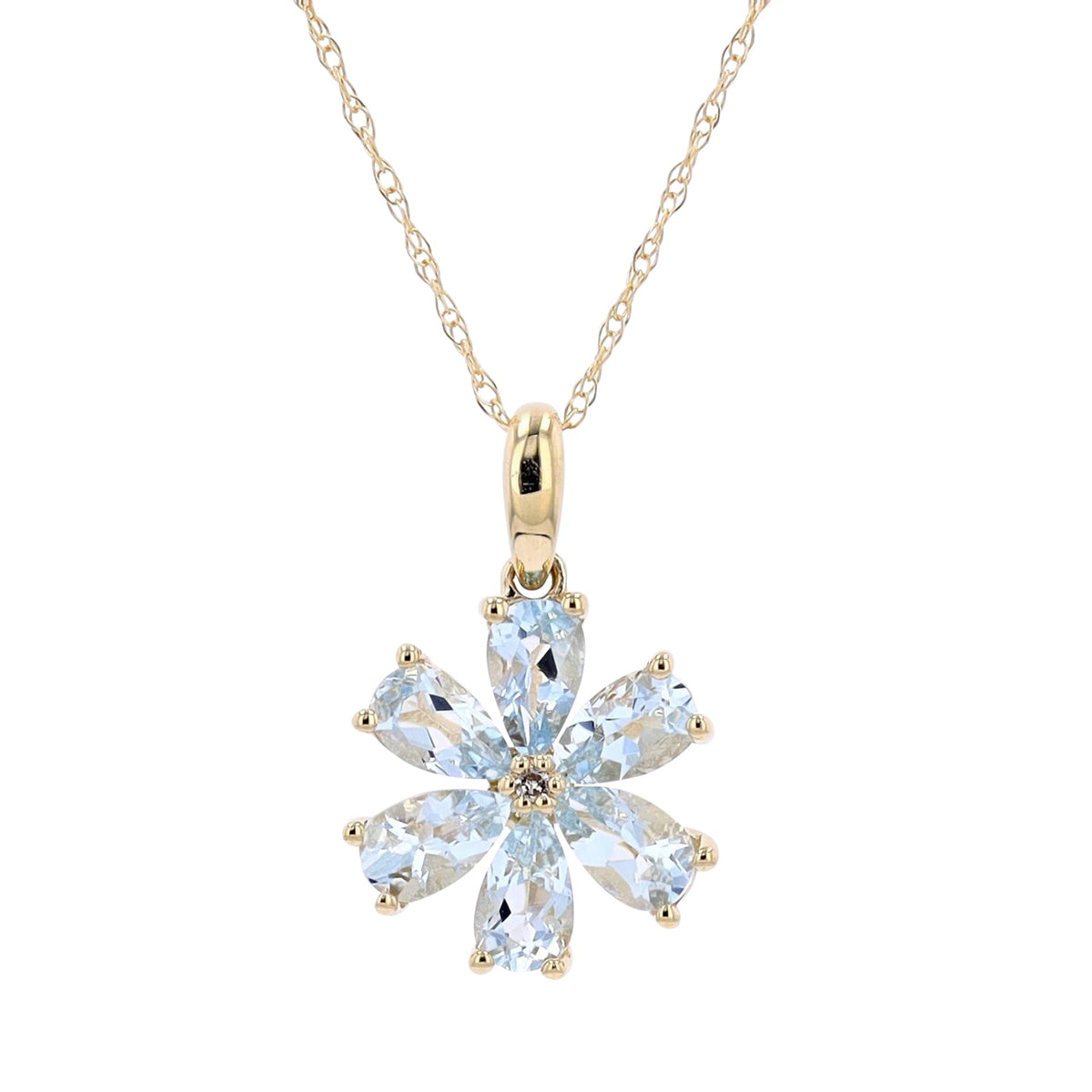 14K Gemstone Flower Pendan<p><strong>More Colors Available</p></strong>