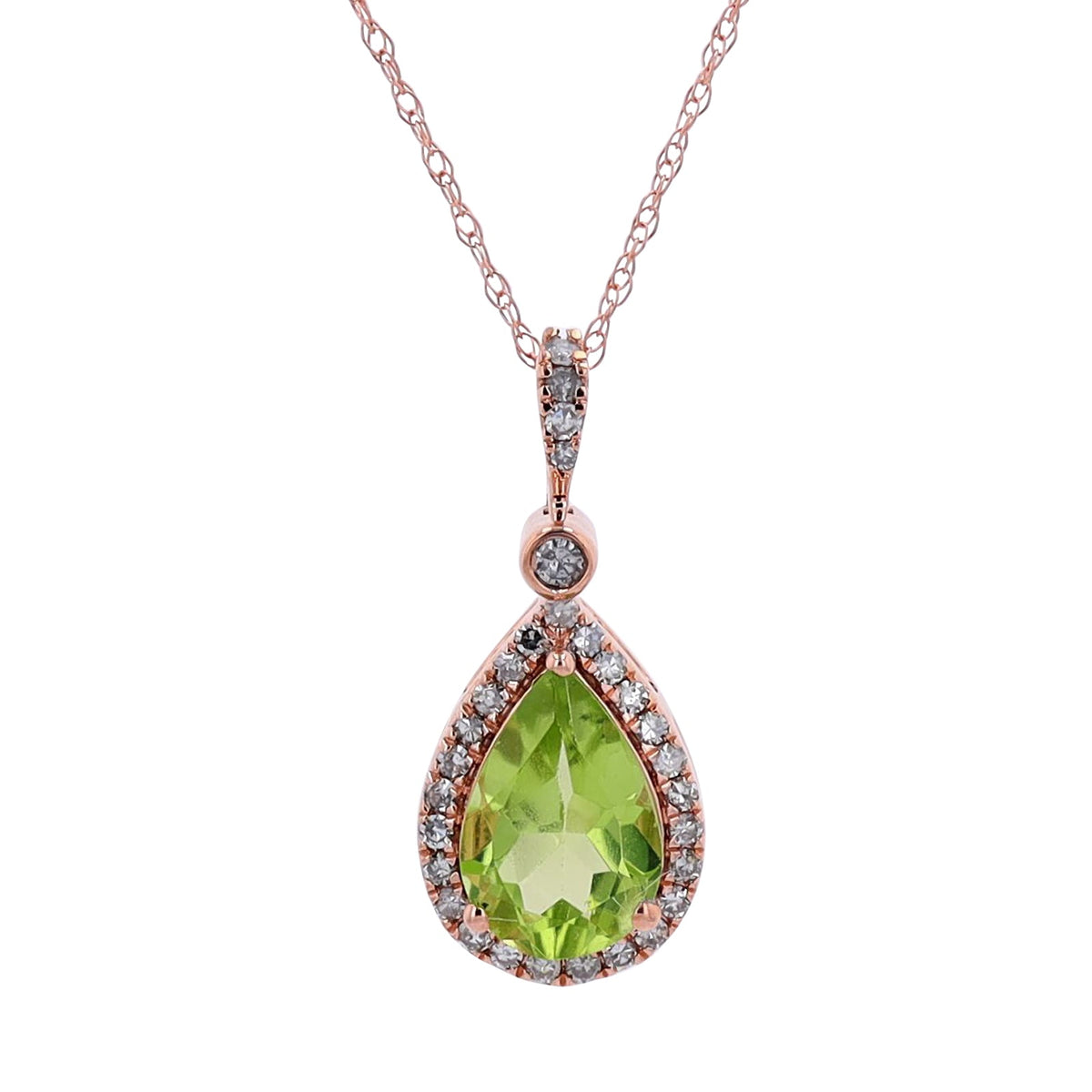 14K Pear Cut Gemstone Halo Pendant<p><strong>More Colors Available</p></strong>