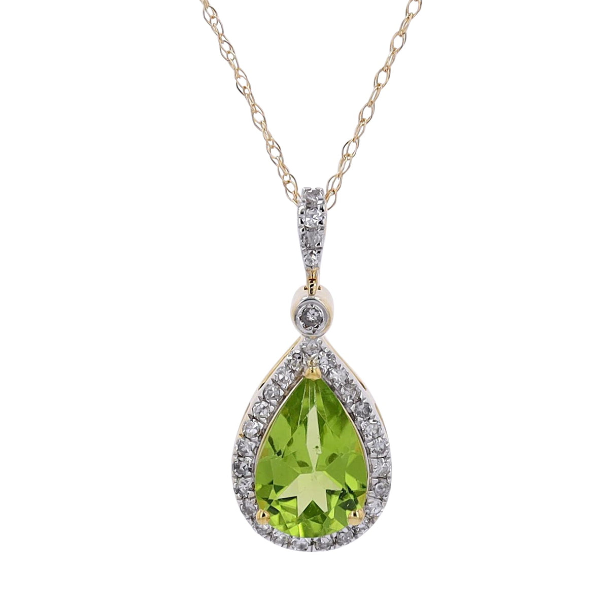 14K Pear Cut Gemstone Halo Pendant<p><strong>More Colors Available</p></strong>