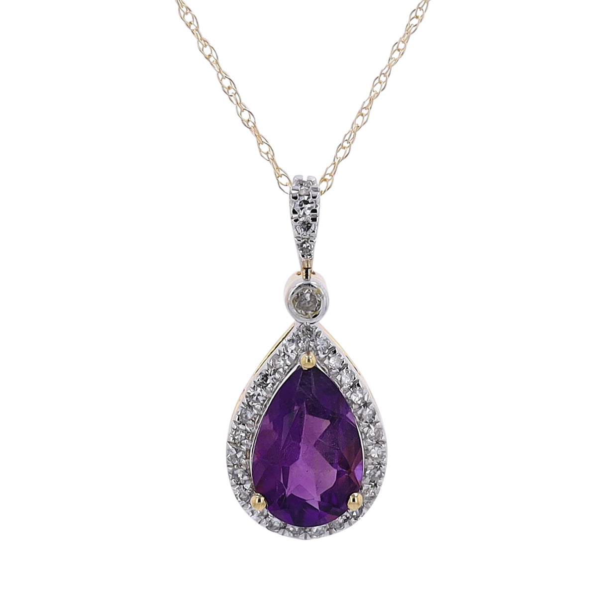 14K Pear Cut Gemstone Halo Pendant<p><strong>More Colors Available</p></strong>