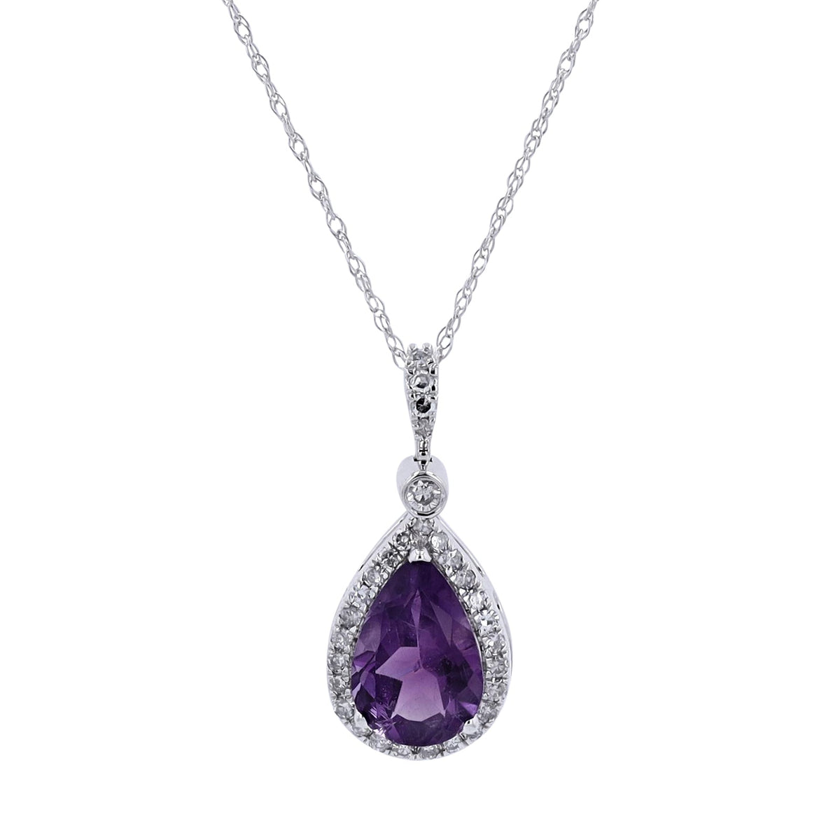 14K Pear Cut Gemstone Halo Pendant<p><strong>More Colors Available</p></strong>