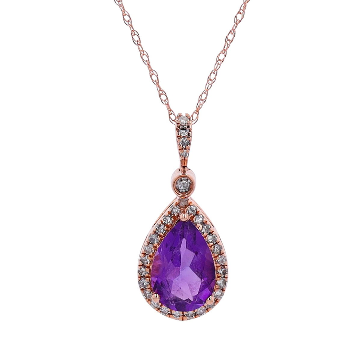 14K Pear Cut Gemstone Halo Pendant<p><strong>More Colors Available</p></strong>