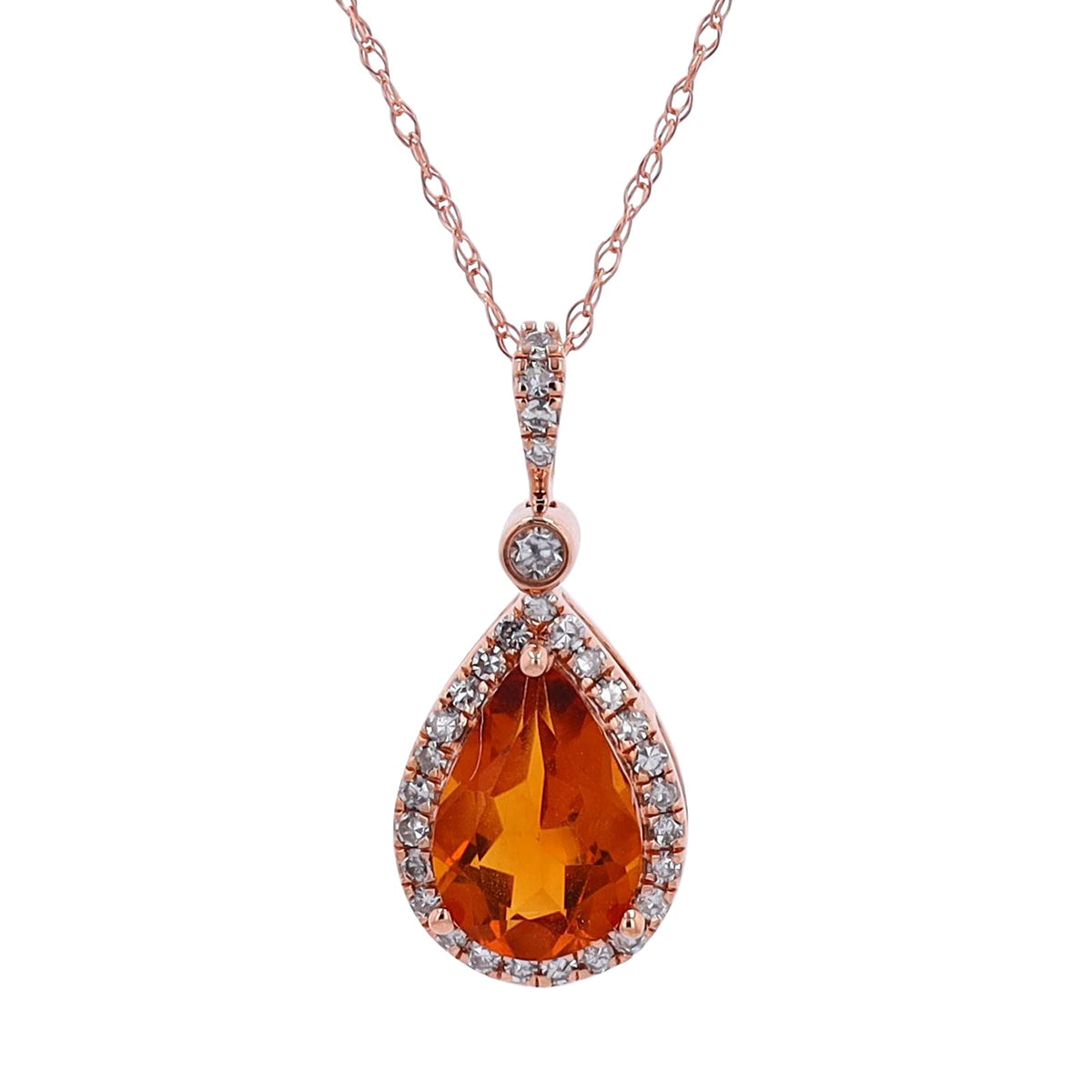 14K Pear Cut Gemstone Halo Pendant<p><strong>More Colors Available</p></strong>