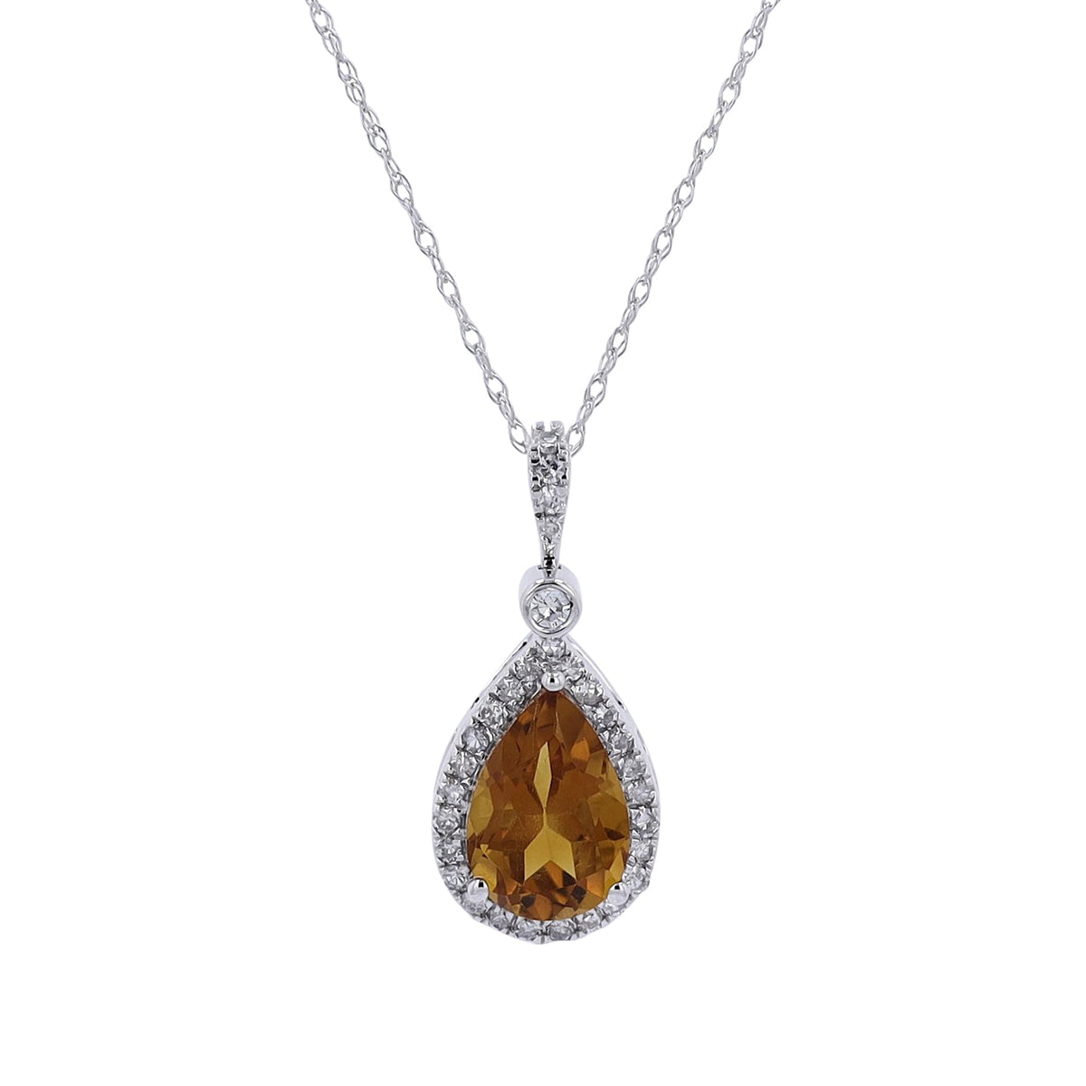 14K Pear Cut Gemstone Halo Pendant<p><strong>More Colors Available</p></strong>