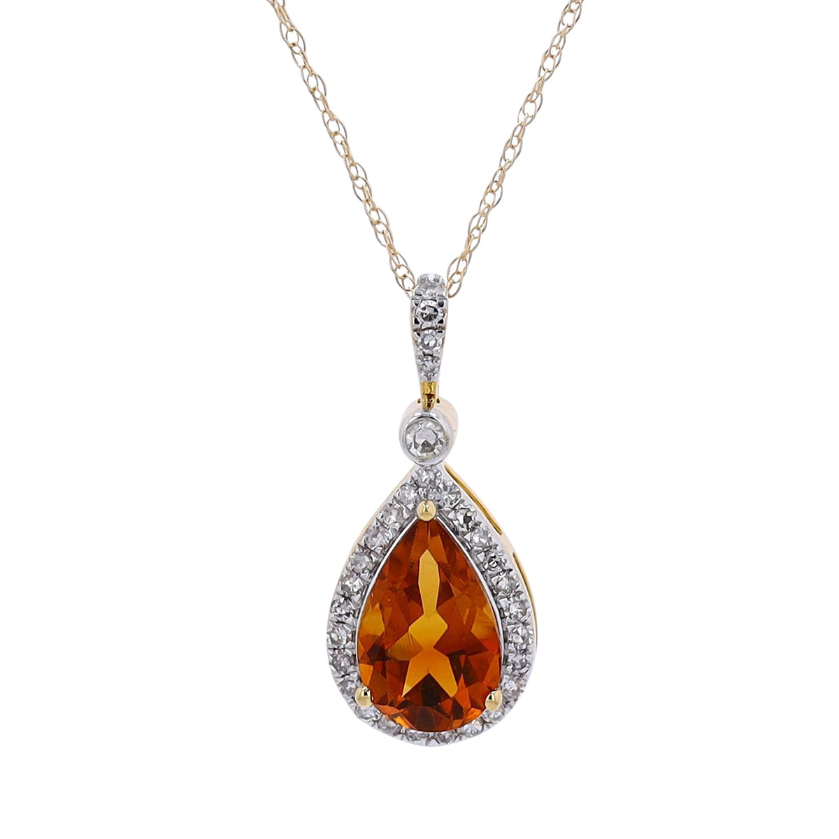 14K Pear Cut Gemstone Halo Pendant<p><strong>More Colors Available</p></strong>