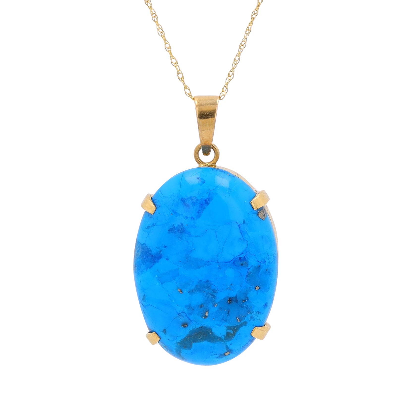 18K YG Turquoise Oval Pendant