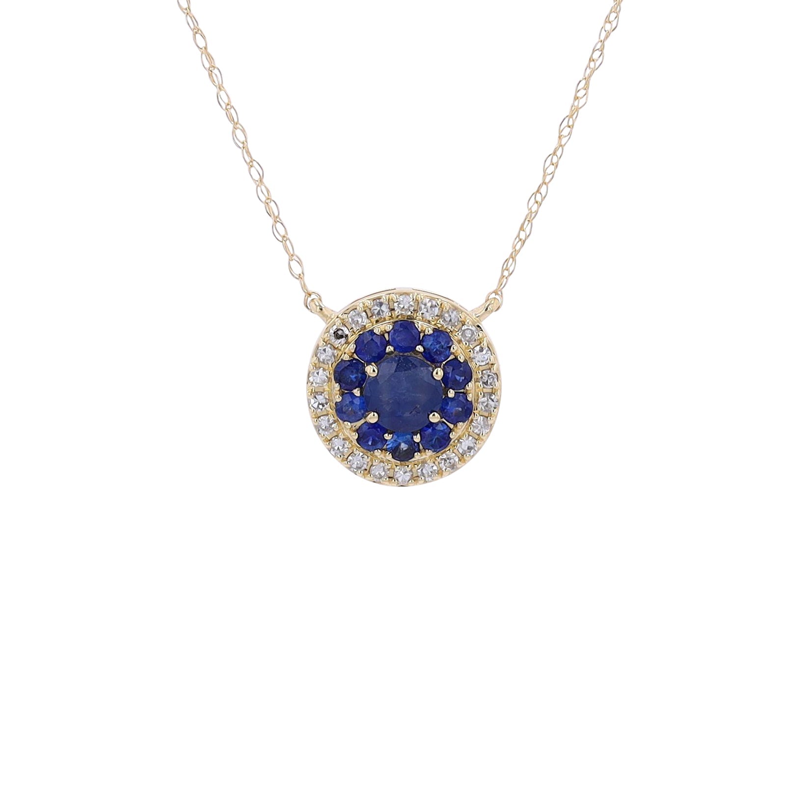 14K Gemstone & Diamond Halo Pendant<p><strong>More Colors Available</p></strong>