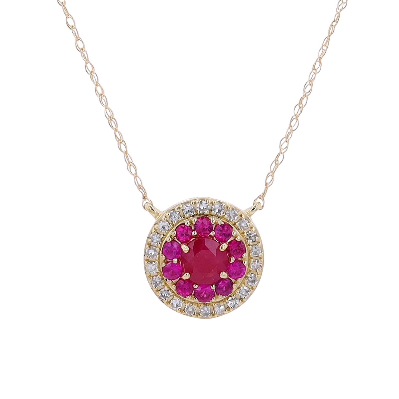 14K Gemstone & Diamond Halo Pendant<p><strong>More Colors Available</p></strong>