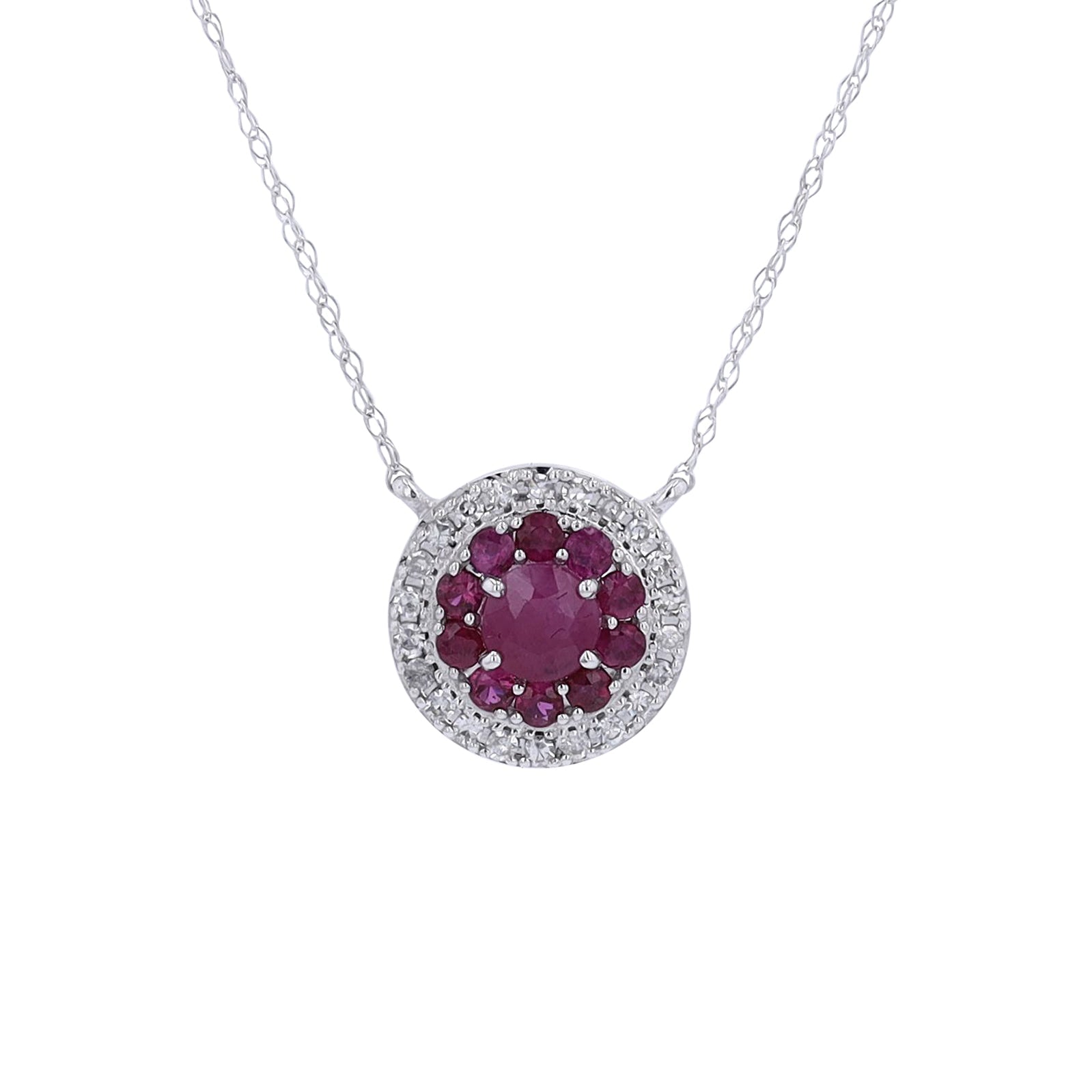 14K Gemstone & Diamond Halo Pendant<p><strong>More Colors Available</p></strong>