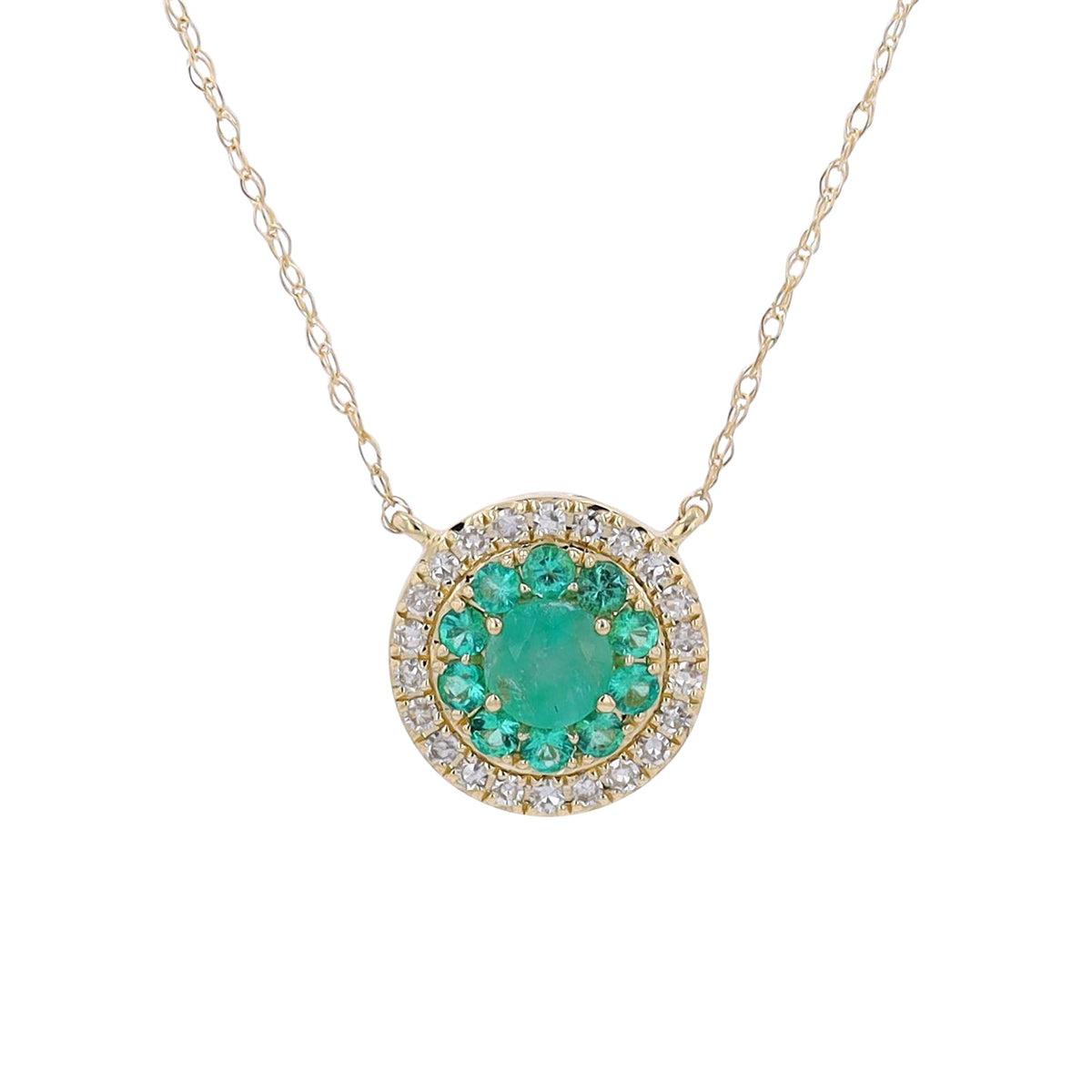 14K Gemstone & Diamond Halo Pendant<p><strong>More Colors Available</p></strong>