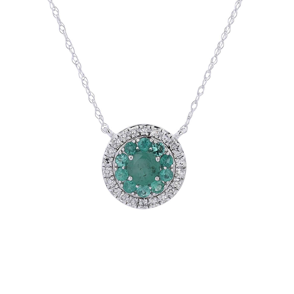 14K Gemstone & Diamond Halo Pendant<p><strong>More Colors Available</p></strong>