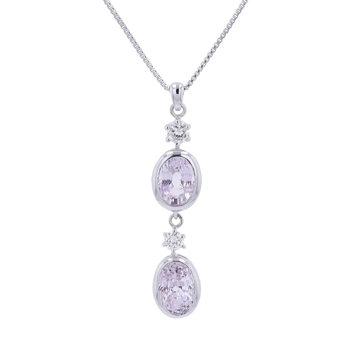 18K WG 3.33 CTW Pink Sapphire Drop Pendant