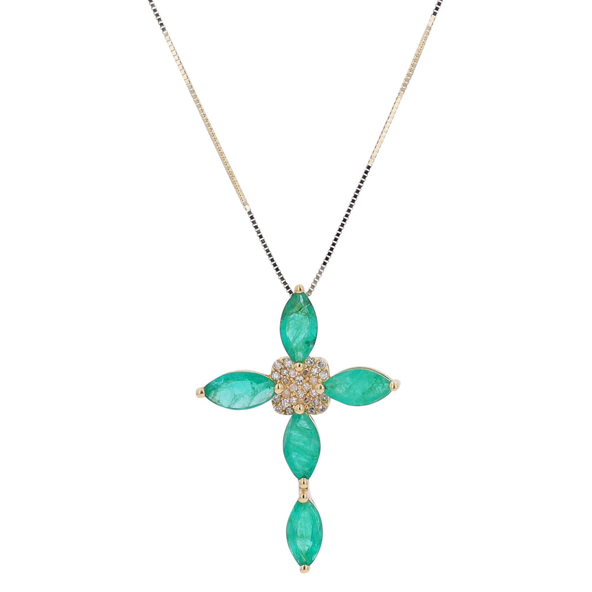 14K Gemstone Cross Pendant<p><strong>More Colors Available</p></strong>