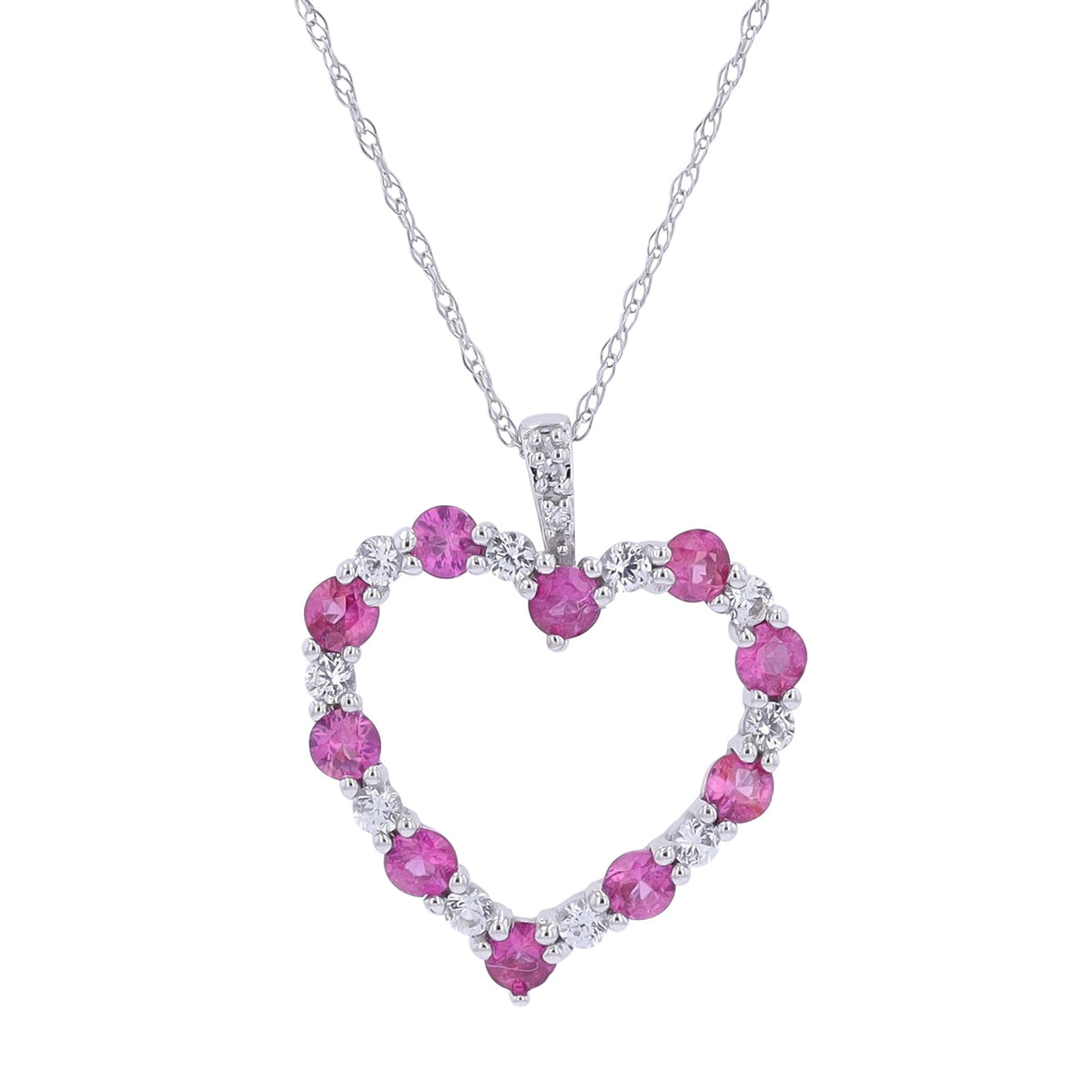 14K WG Gemstone Heart Pendant<p><strong>More Colors Available</p></strong>