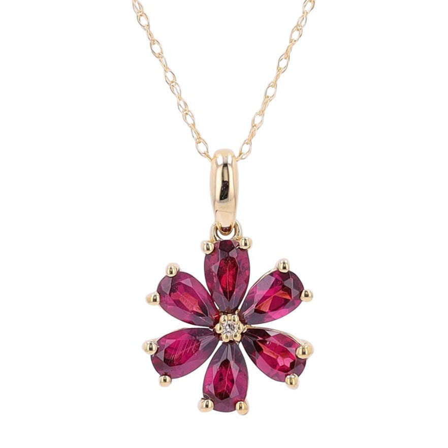 14K Gemstone Flower Pendan<p><strong>More Colors Available</p></strong>