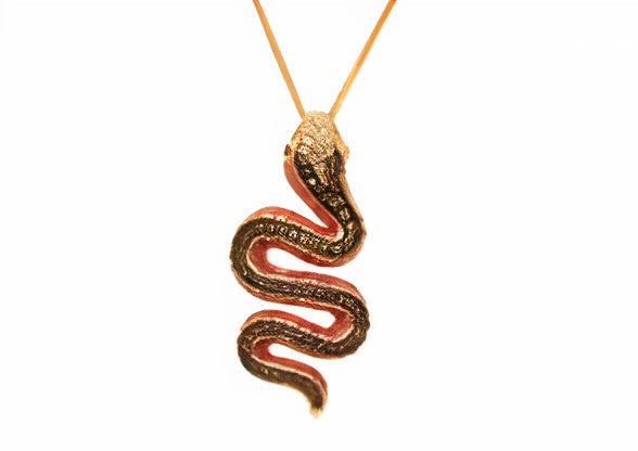 14K EFFY RG Pink Sapphire Snake Pendant