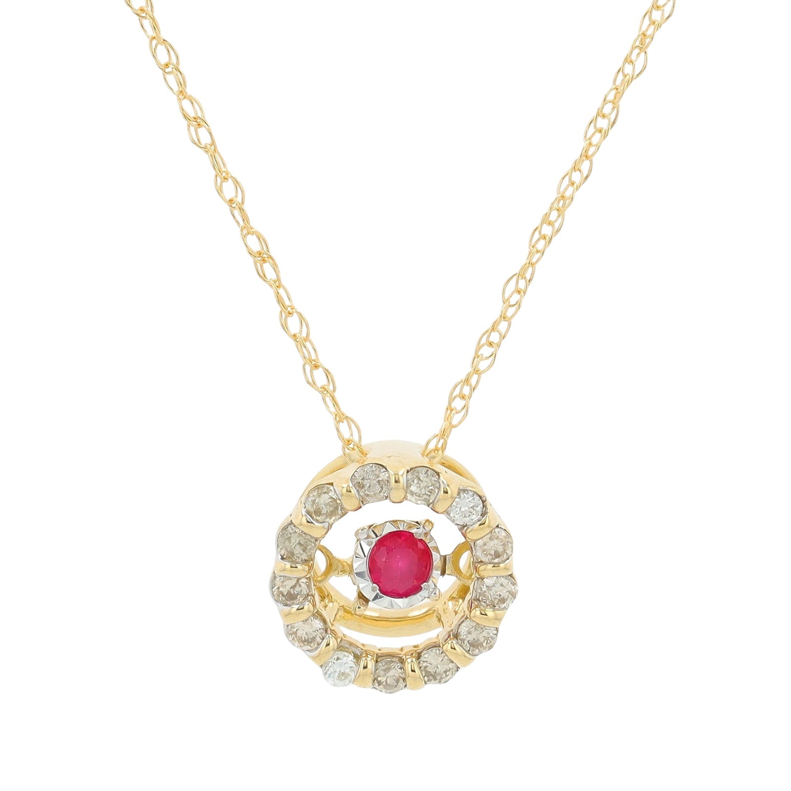 14K YG .06 CT Dancing Ruby Pendant